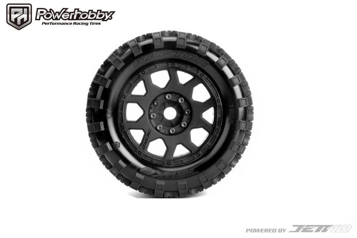 Powerhobby 1/8 MT 3.8 Raptor Belted Mounted Tires w Removable Hex Wheels (2)