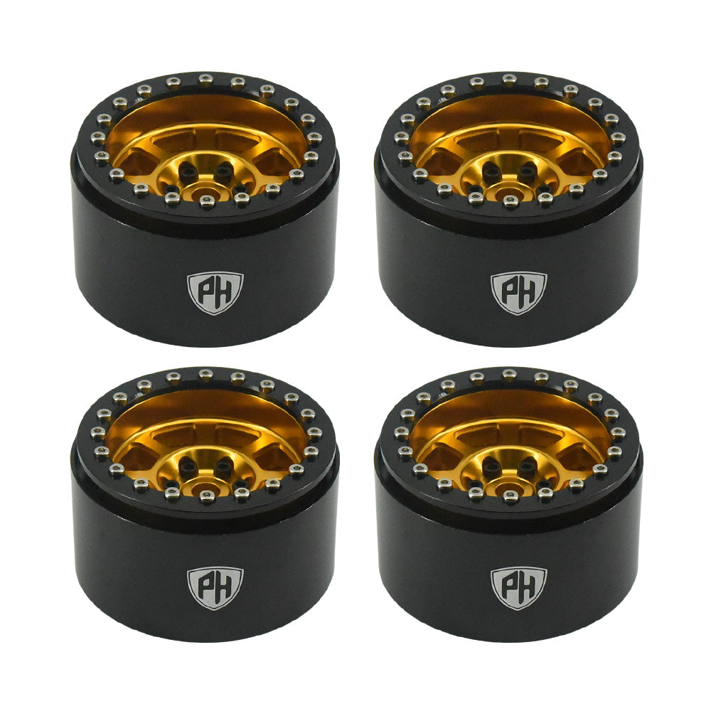 Powerhobby Aluminum 2.2" Beadlock Wheels Gold (4) 1/10 Rock Crawler