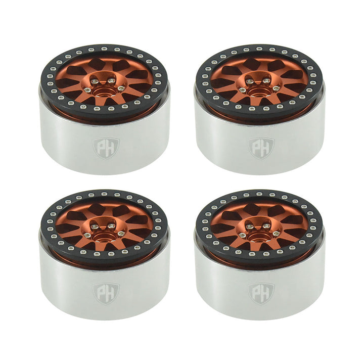 Powerhobby Aluminum 2.2" Beadlock Wheels Orange (4) 1/10 Rock Crawler