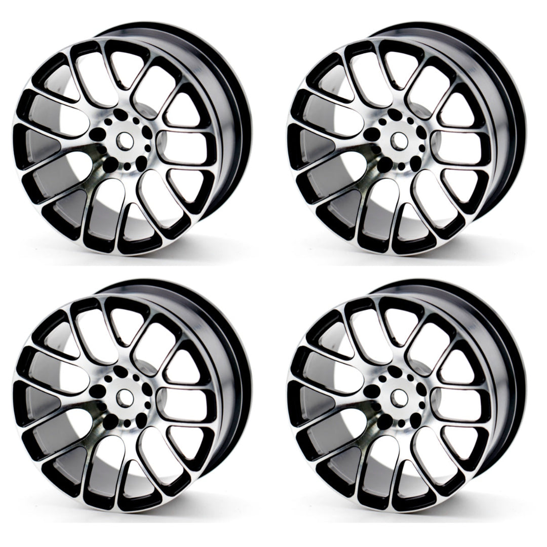 Powerhobby Aluminum 1/10 Touring Car Wheels / Rims Black (4) 12mm Hex --