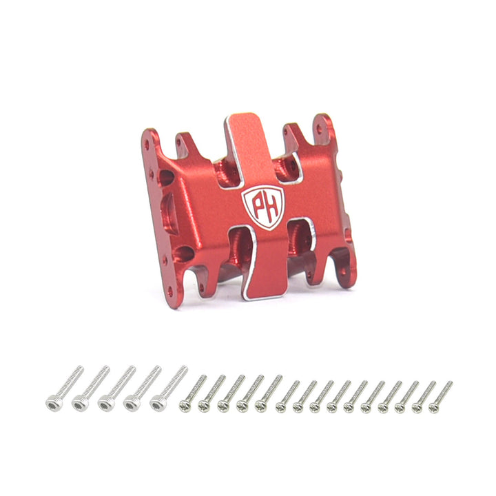Powerhobby Aluminum Gear Box + Skid Plate With Gears Red Axial SCX30