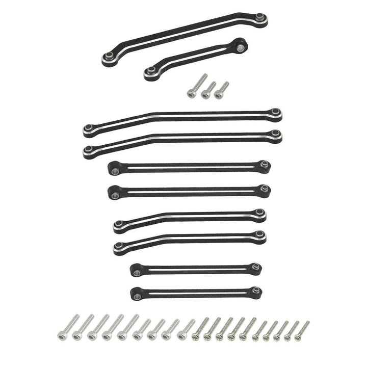 Powerhobby Aluminum Chassis Links + Steering Links Black Axial SCX30