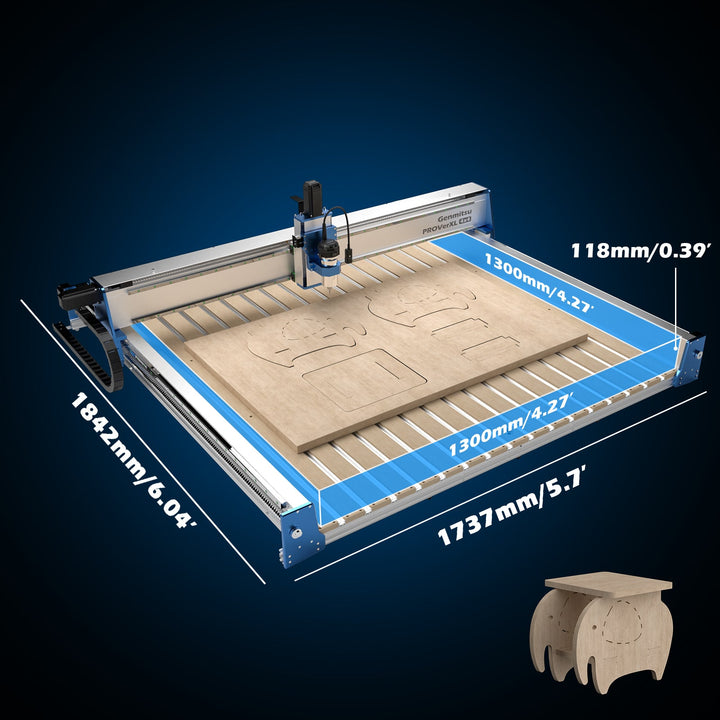 PROVerXL 4x4 CNC Router Machine with Vectric Software, Support Dual Z-Axis, Closed-loop Stepper Motor, Ball Screw Drive System, 1300x1300 Work Area for Wood Metal Carving