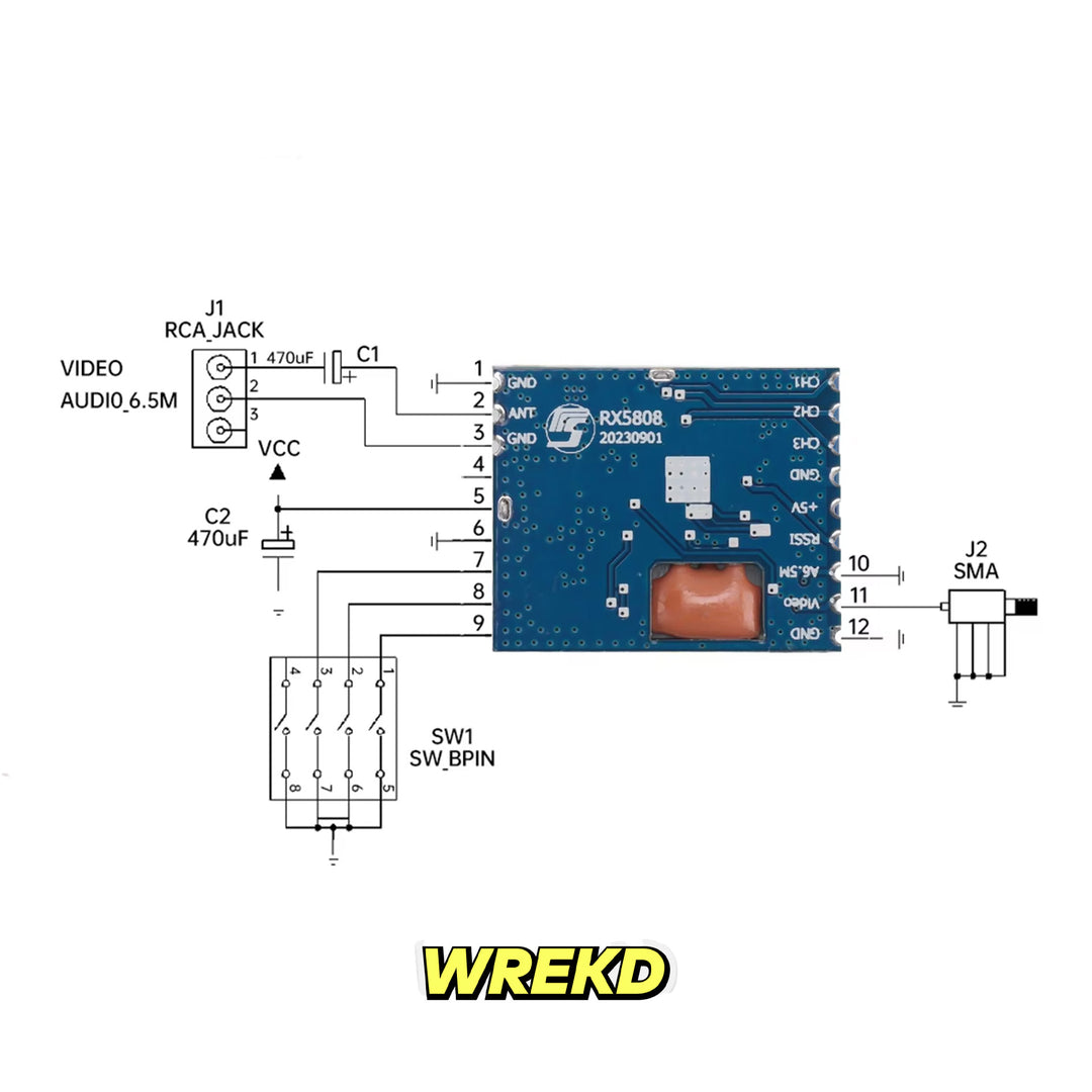 RX5808 5.8GHz Analog FPV Receiver Module (Repurposed)