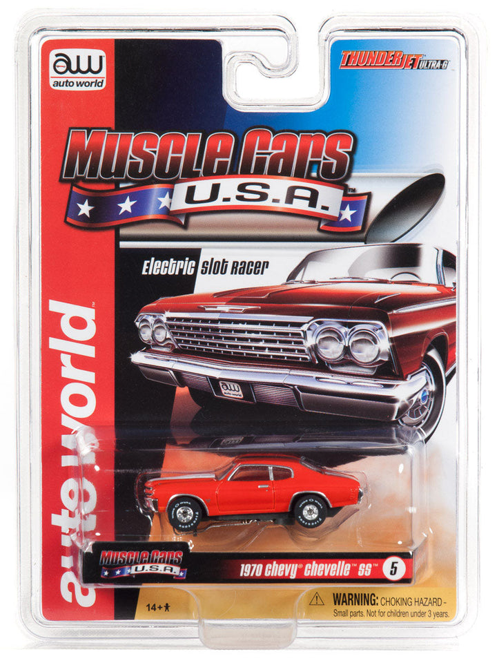 Auto World 1970 Chevy Chevelle SS Red HO Slot Car SC340 R25 for AFX