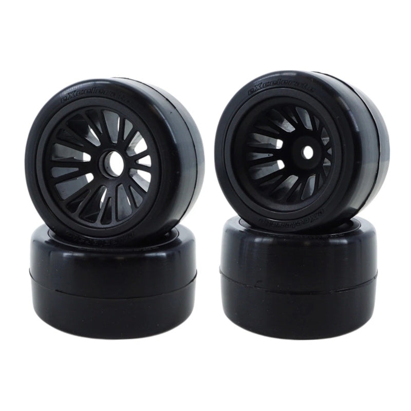 Sweep F1 V6 Pre-Mounted Front & Rear Rubber Tire Set (Black) (4) (X-Medium/Soft)
