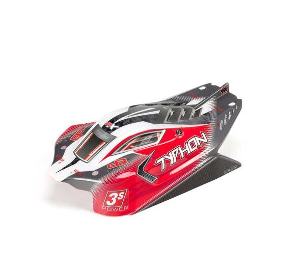 Arrma ARA402274 Typhon 4x4 BLX Painted Trimmed Body with Decals Red
