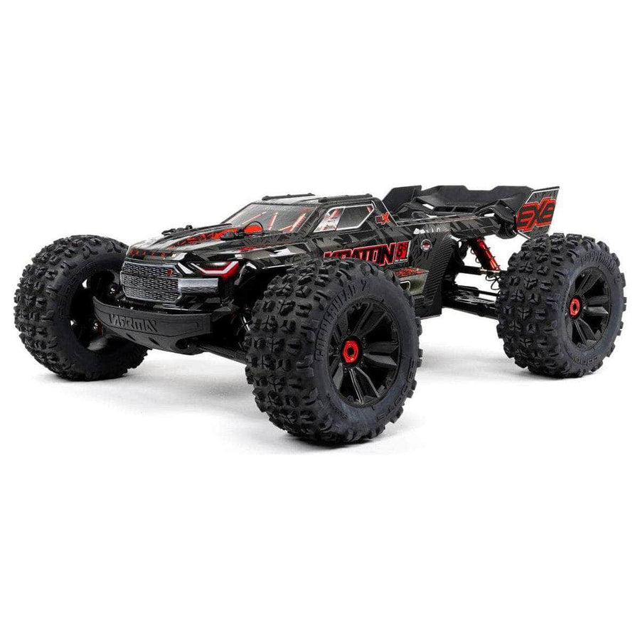 (AS-IS) ARA5808V2, Arrma Kraton 8S BLX EXB Brushless RTR 1/5 4WD Monster Truck (Black) w/DX3 Radio, Smart ESC & AVC at WREKD Co.