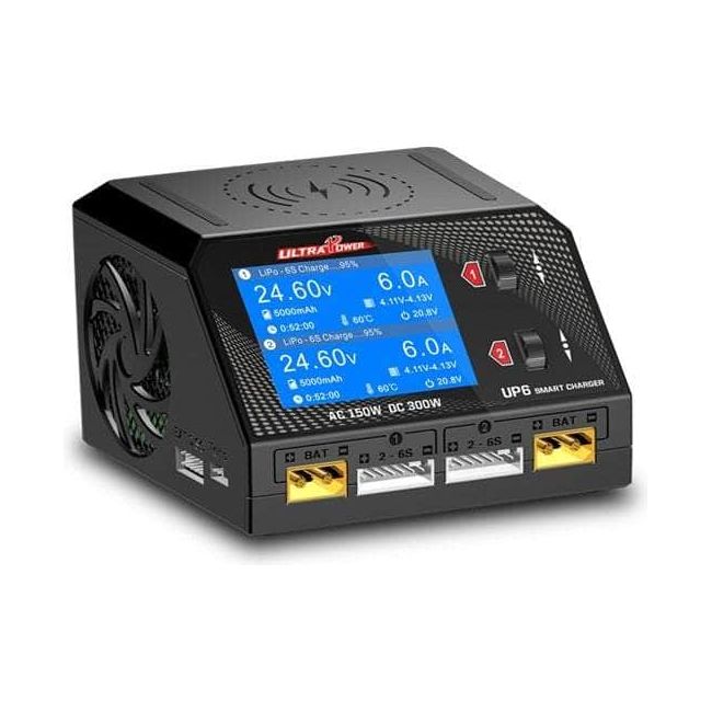 (AS-IS) UltraPower UP6 200W 10A 1-6S LiPo/LiHV Dual Channel AC/DC Charger (NO CABLES) at WREKD Co.