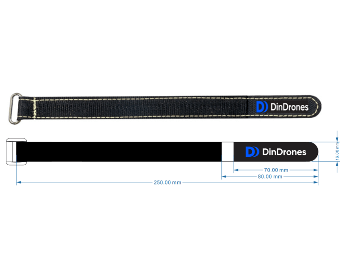 DinDrones 250mm Full Kevlar Battery Strap with metal buckle at WREKD Co.