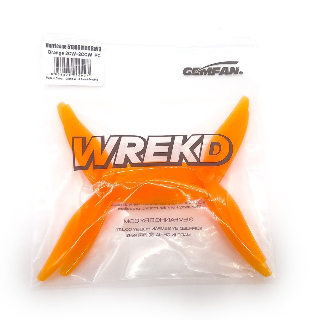 Gemfan MCK ReV3 "2024 MultiGP Mayhem" 51366 5128-3 / 5.1" Racing Props (4 Pack) - Choose Color at WREKD Co.