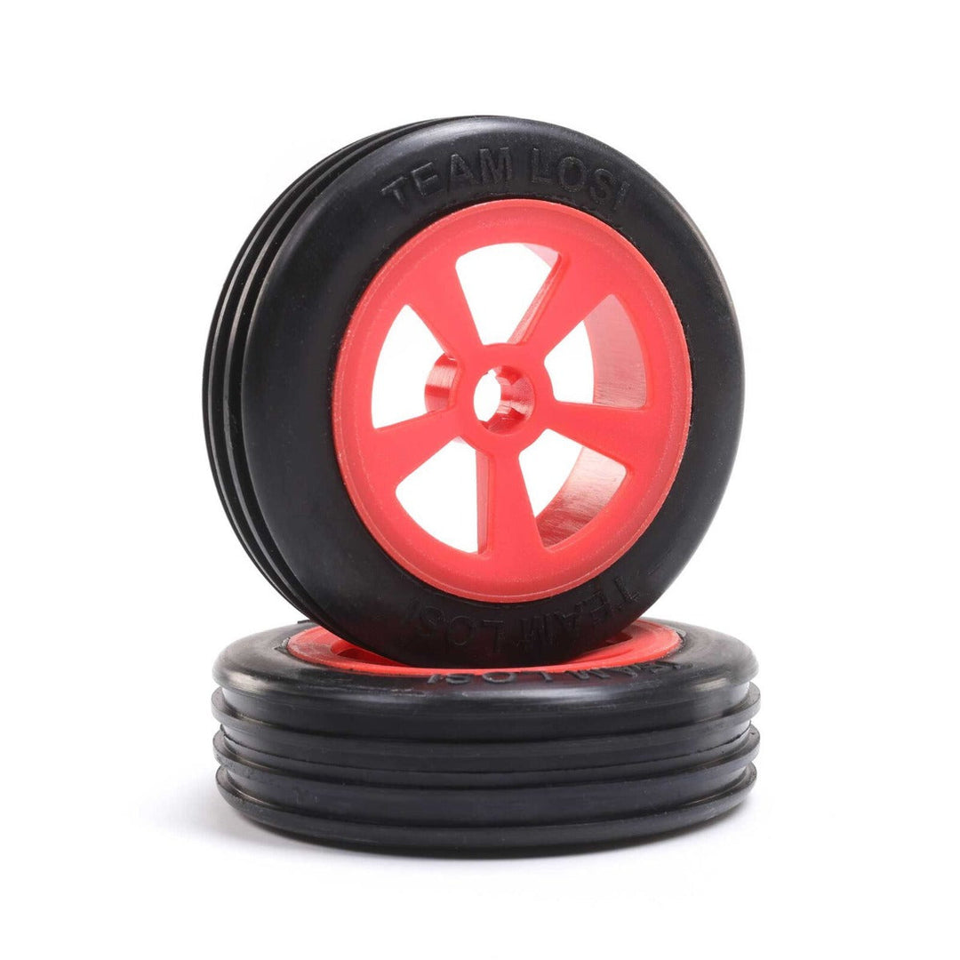 Losi LOS41020 Rib Front Tires Mounted Red (2) Mini JRX2