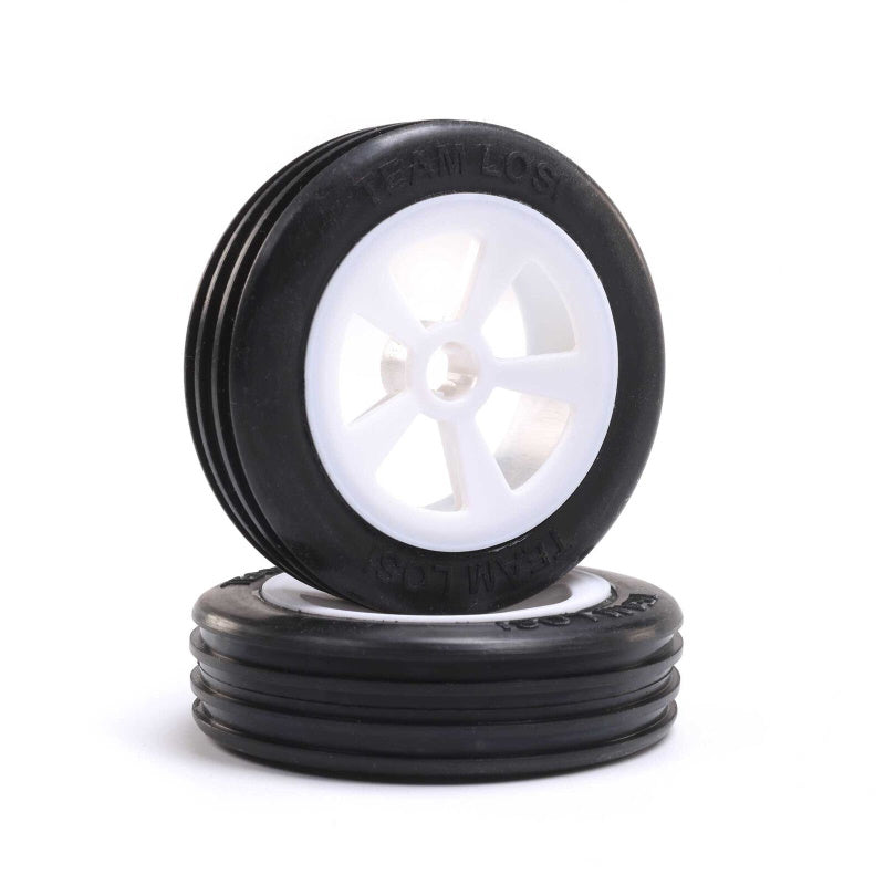 Losi LOS41021 Rib Front Tires Mounted White (2) Mini JRX2