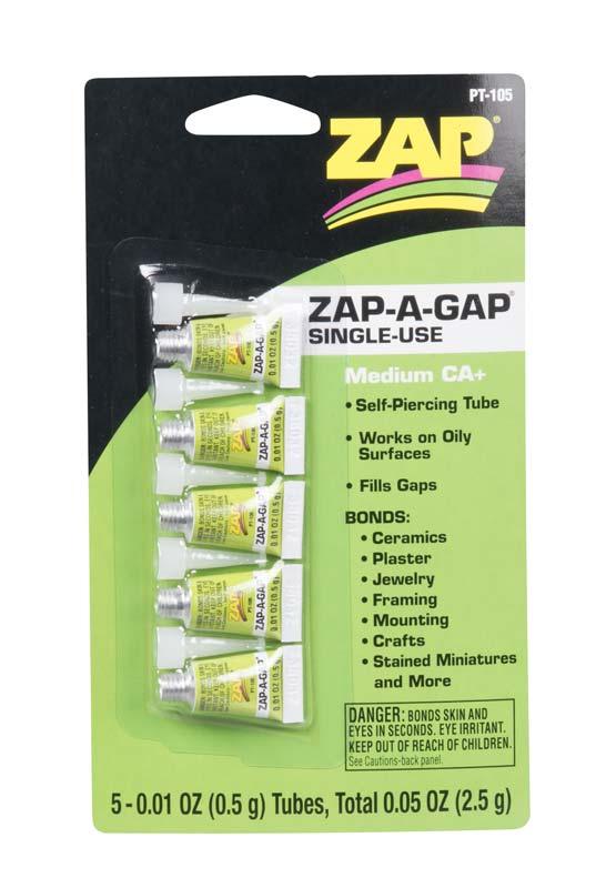Zap PT105 Zap-A-Gap CA+ / CA Glue Single Use Tubes .01oz (5)