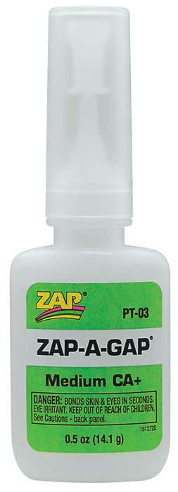 Zap PT03 Adhesives Zap-A-Gap CA+ Glue 1/2 oz