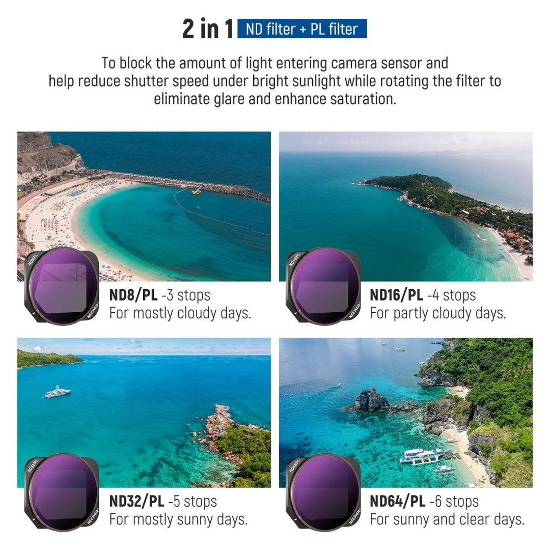 NEEWER 4 Pack ND/PL Filter For DJI Mavic 3 Classic at WREKD Co.