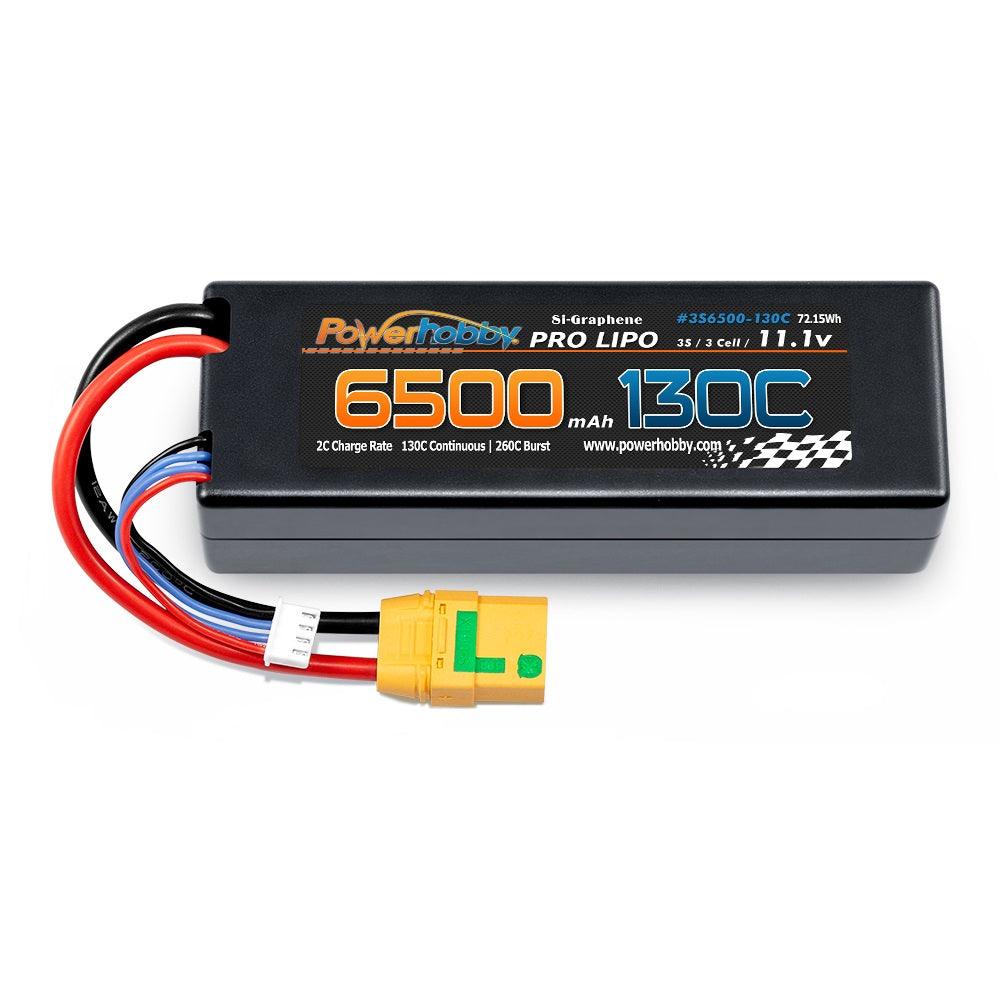 Powerhobby 3S 11.1V 6500mAh 130C Lipo Battery Pack w XT90 Connector Hard Case