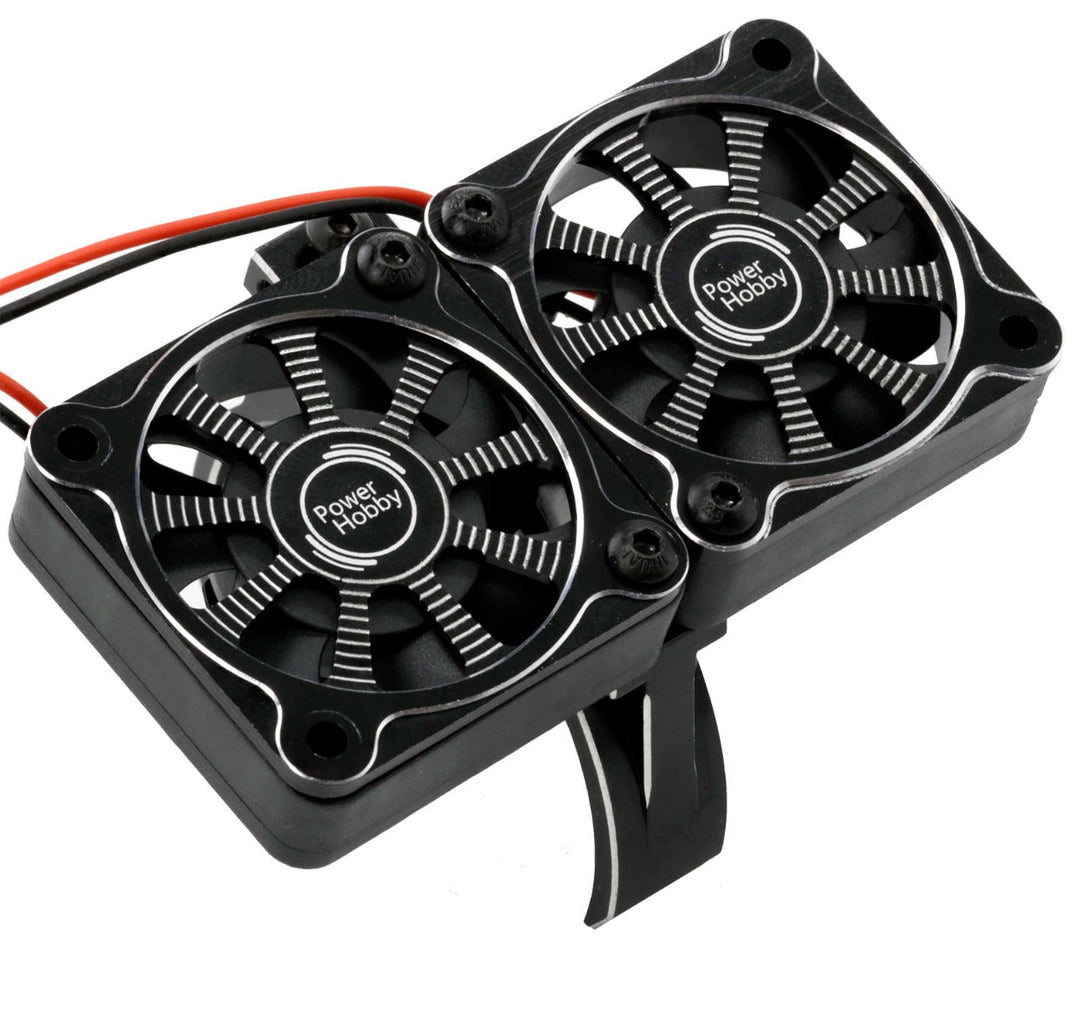 Powerhobby Aluminum Dual High Speed Cooling Fans Blue FOR 1/5 Motor