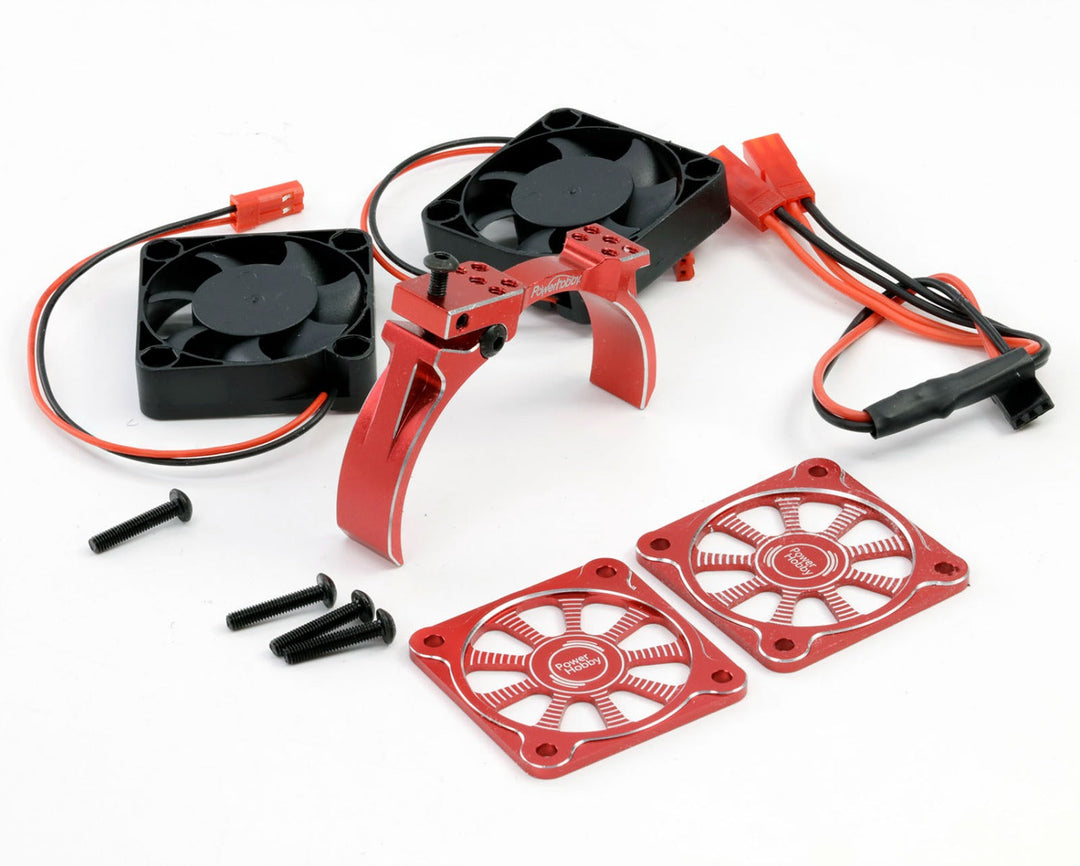 Powerhobby Aluminum Dual High Speed Cooling Fans RED FOR 1/5 Motor