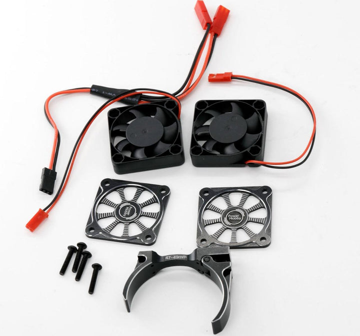 Powerhobby 1/8 Aluminum Heatsink 40mm Dual High Speed Cooling Fans w/Cover Black