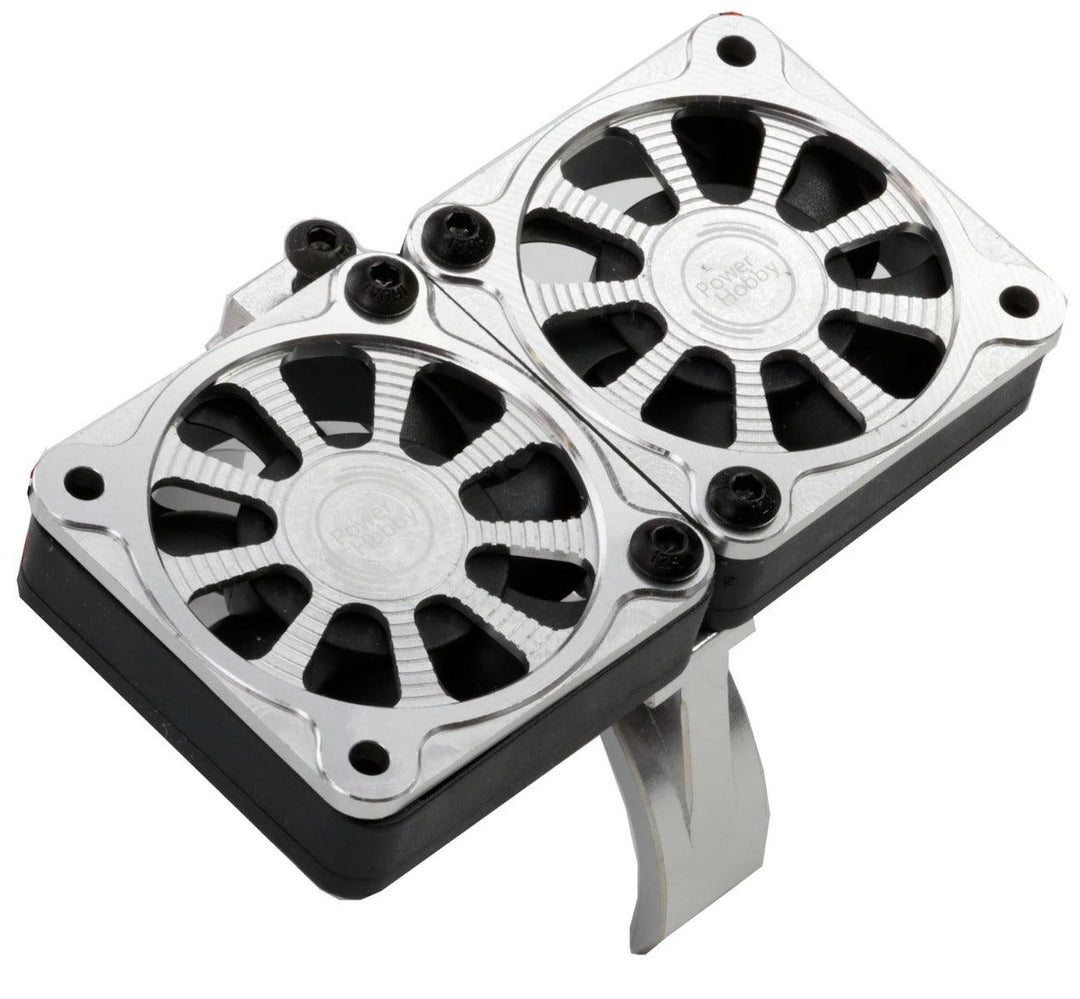 Powerhobby 1/8 Aluminum Heatsink 40mm Dual High Speed Cooling Fans w/Cover Silver