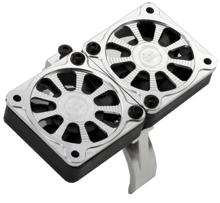 Powerhobby 1/8 Aluminum Heatsink 40mm Dual High Speed Cooling Fans w/Cover Silver