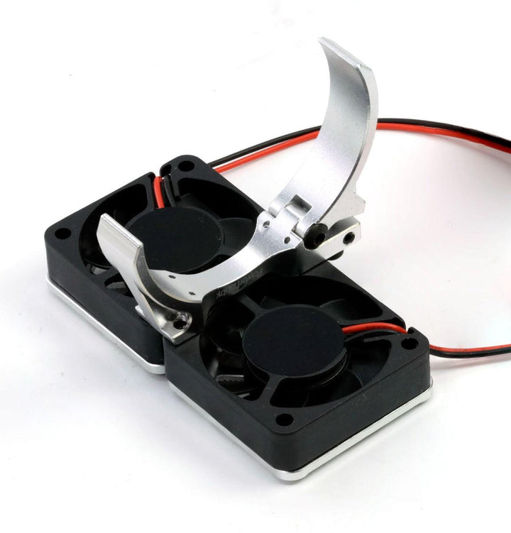 Powerhobby 1/8 Aluminum Heatsink 30mm Twin Turbo High Speed Cooling Fans 28K Silver
