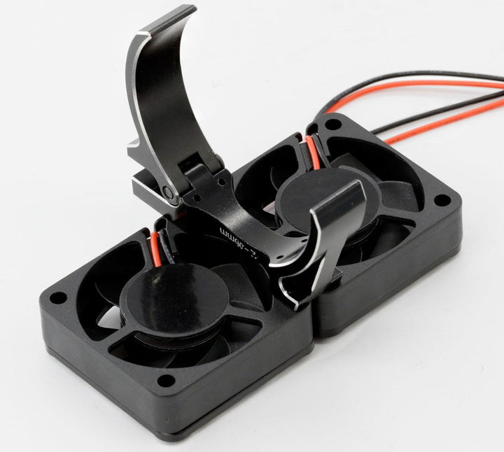 Powerhobby 1/10 Car Aluminum Heatsink 30mm Twin Turbo Cooling Fans Mount BLACK