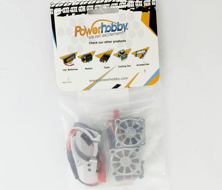 Powerhobby 1/8 Aluminum Heatsink High Speed 30mm Twin Turbo Cooling Fans 28K Gunmetal
