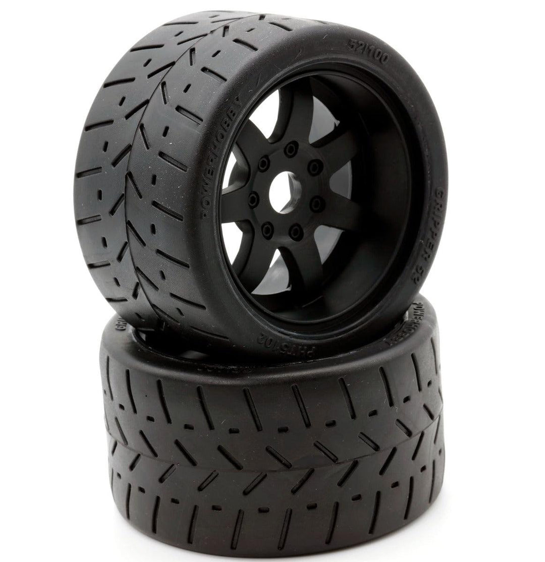 Powerhobby 1/8 Gripper 54/100 Belted Mounted Tires 17mm Black Wheels