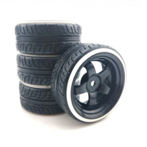 Powerhobby 1/10 Drift Car Mounted Tires / Wheels (4) White / Black PY474