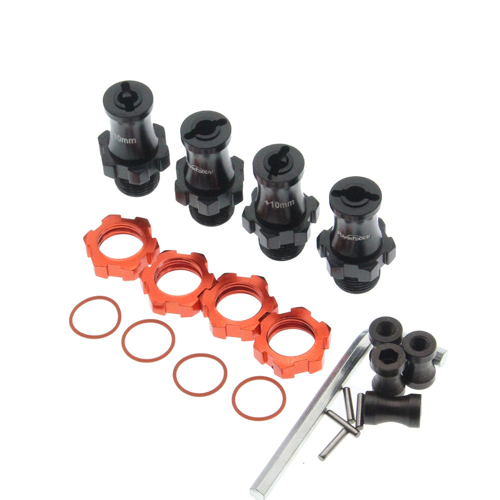 Powerhobby +10mm Extended 17mm Hex Hub Adapter Red FOR Traxxas Slash Rustler