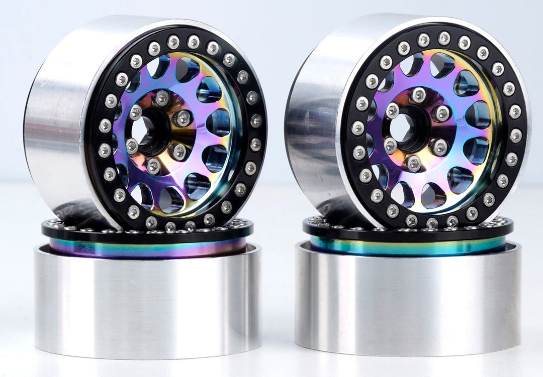 Powerhobby Aluminum 1.9" Beadlock Wheels Titanium (4) 1/10 Rock Crawler