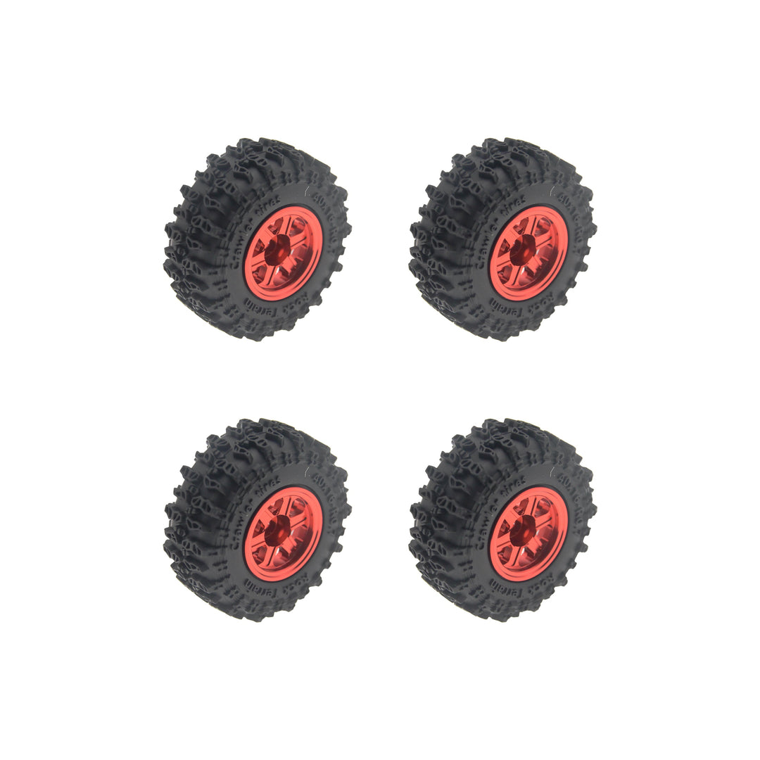 Powerhobby Axial SCX30 0.7" Brass Wheels / Tires (4) Red Type A