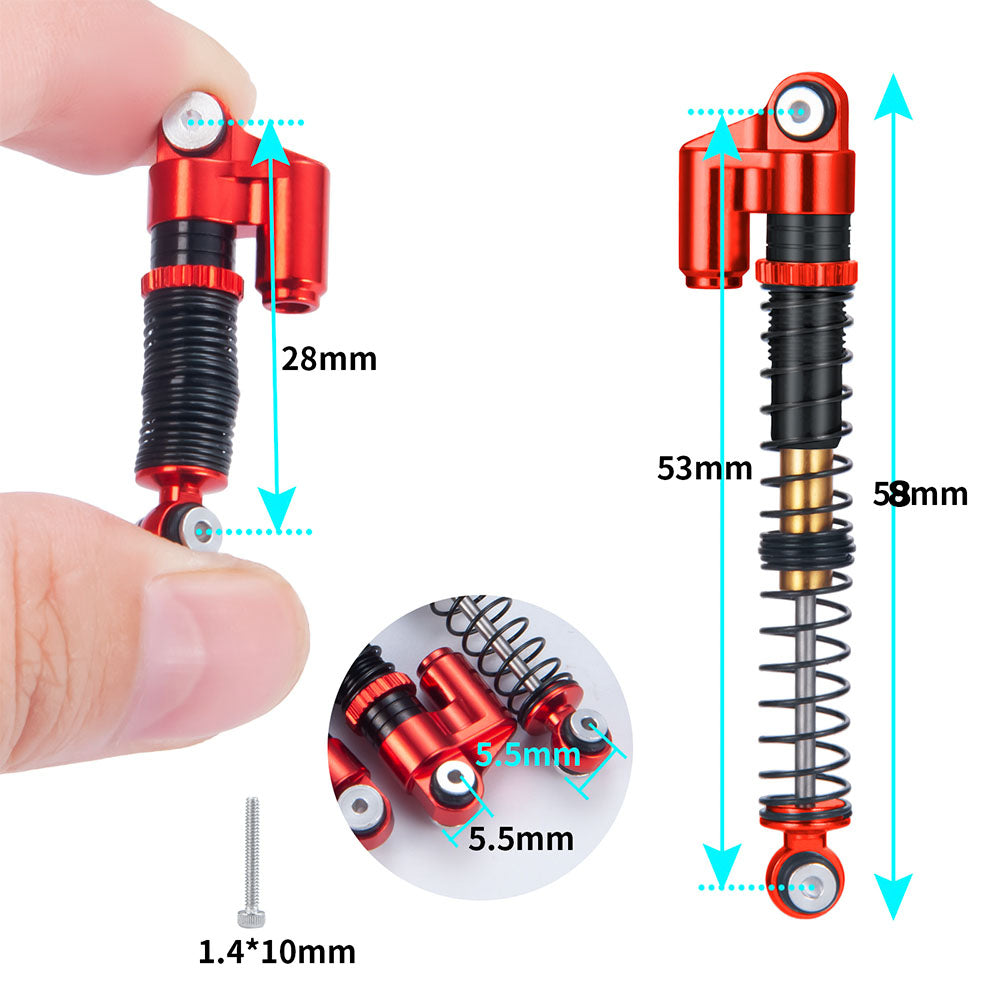 Powerhobby 1/24 Axial SCX24 Aluminum 58mm Long Travel Shocks Jeep Bronco Gray