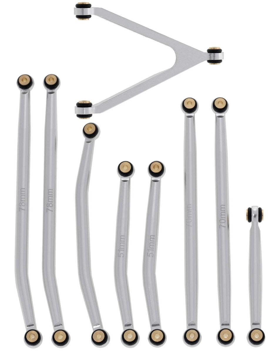 Powerhobby Aluminum SCX24 Betty Deadbolt High Clearance Chassis Links Set Grey