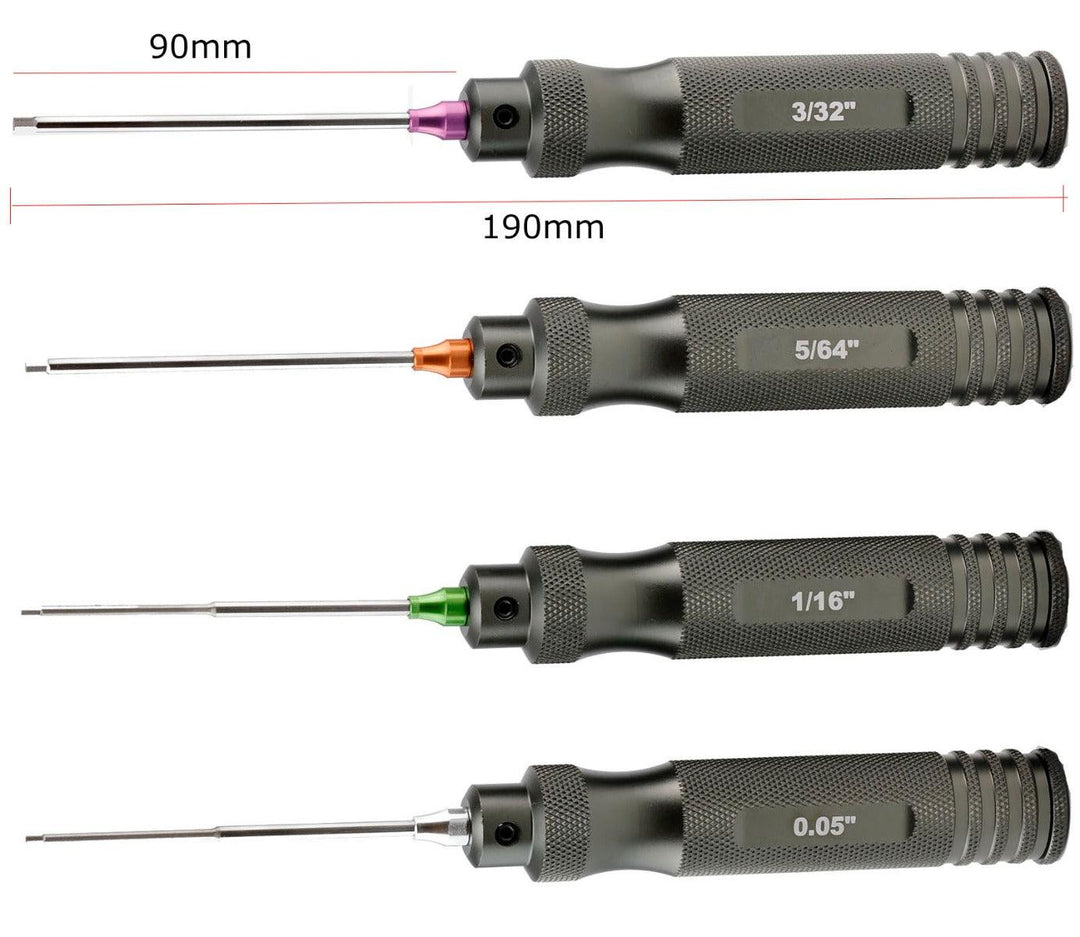 Powerhobby Pro Series Magnetized Hex Tool Set Standard 0.05'' 1/16'' 5/64'' 3/32''