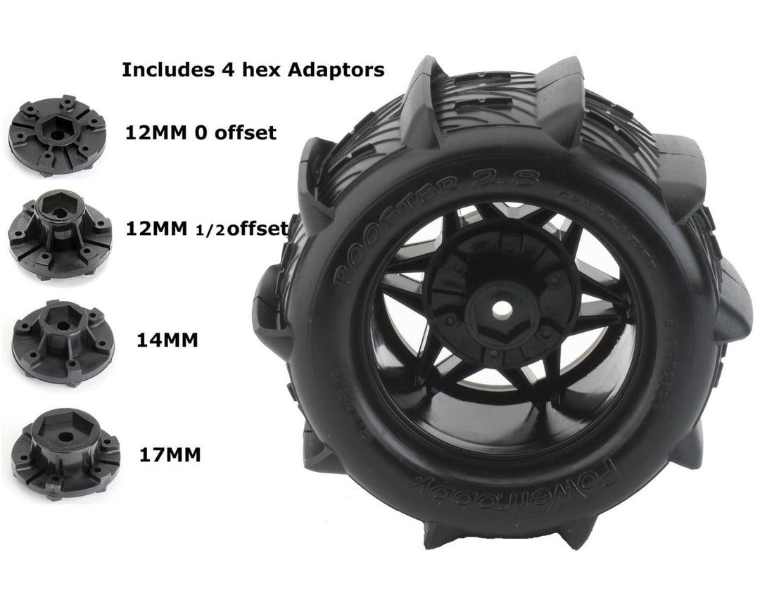 Powerhobby 1/10 Rooster 2.8 Belted Paddle Sand Snow Tires 12mm 14mm 17mm