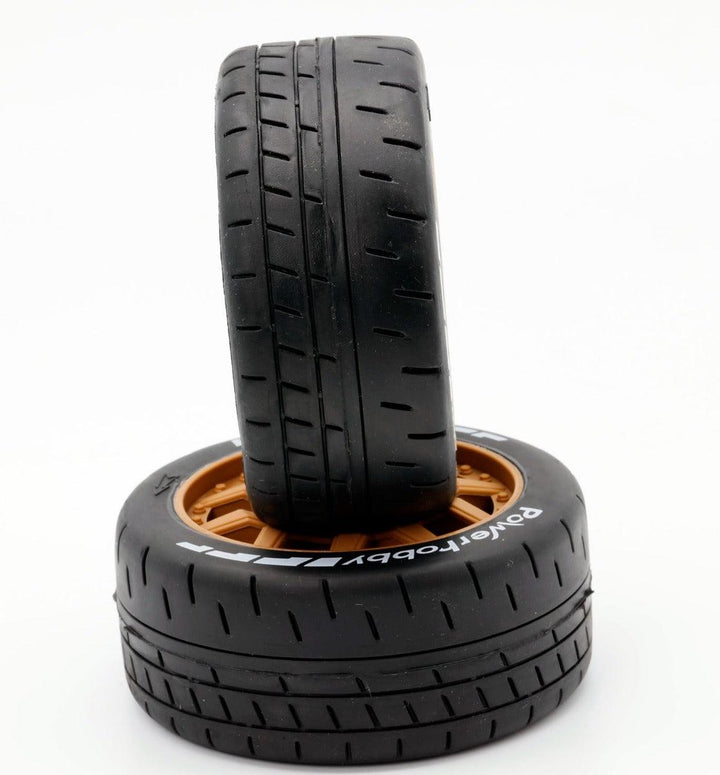 Powerhobby 1/8 GT Beast Belted Mounted Tires 17mm Medium Brown Wheels