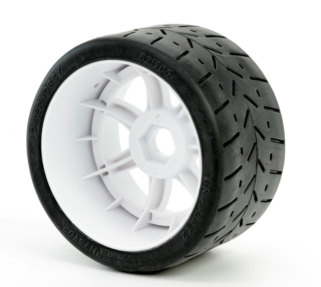 Powerhobby 1/8 Gripper 54/100 Belted Mounted Tires 17mm White Wheels