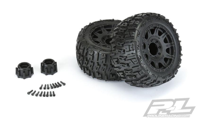 Pro-Line Trencher LP 3.8" All Terrain Tires Mounted for 17mm MT Mounted on Raid Black