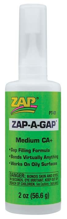 Zap PT01 Adhesives Zap-A-Gap CA+ Glue 2 oz