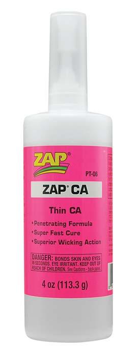 Zap PT06 Adhesives CA Glue Thin 4 oz Bottle