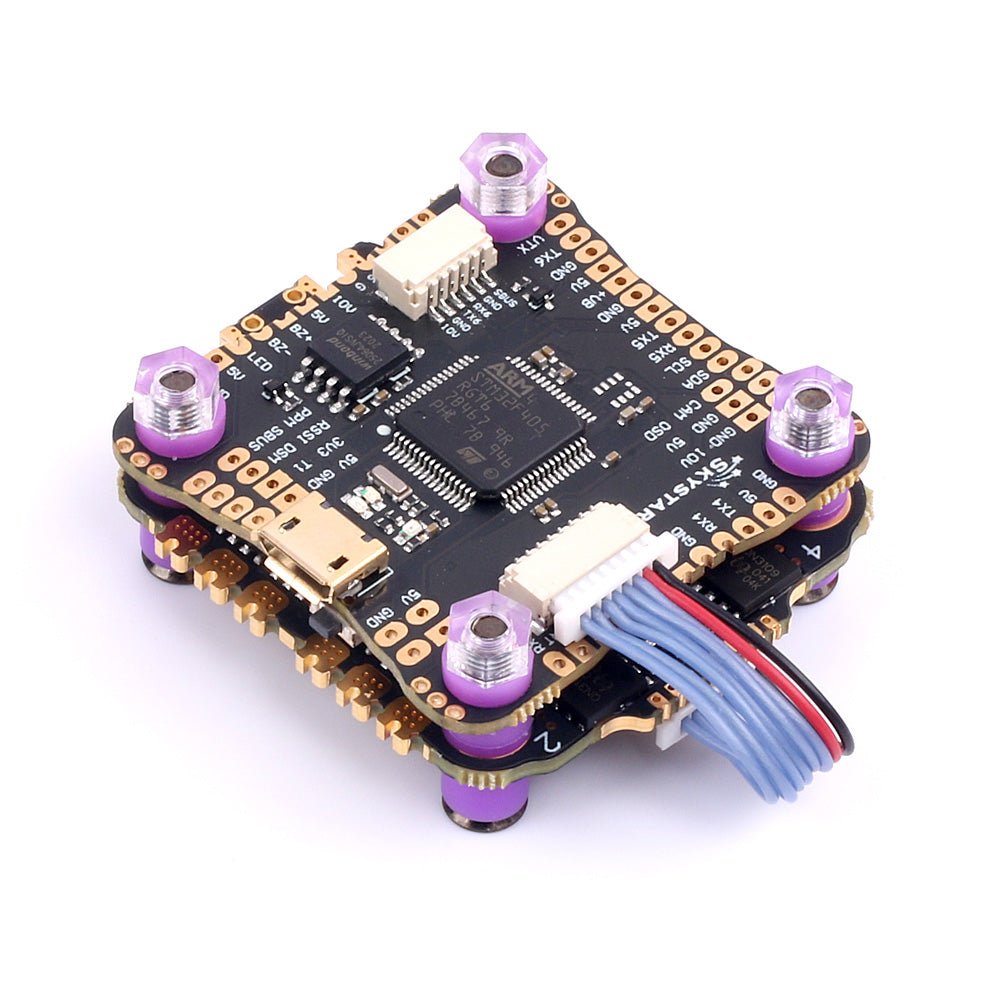 Skystars F4 F405 Flight controller and 45A Blheli-S ESC fly tower stack - 30x30mm at WREKD Co.