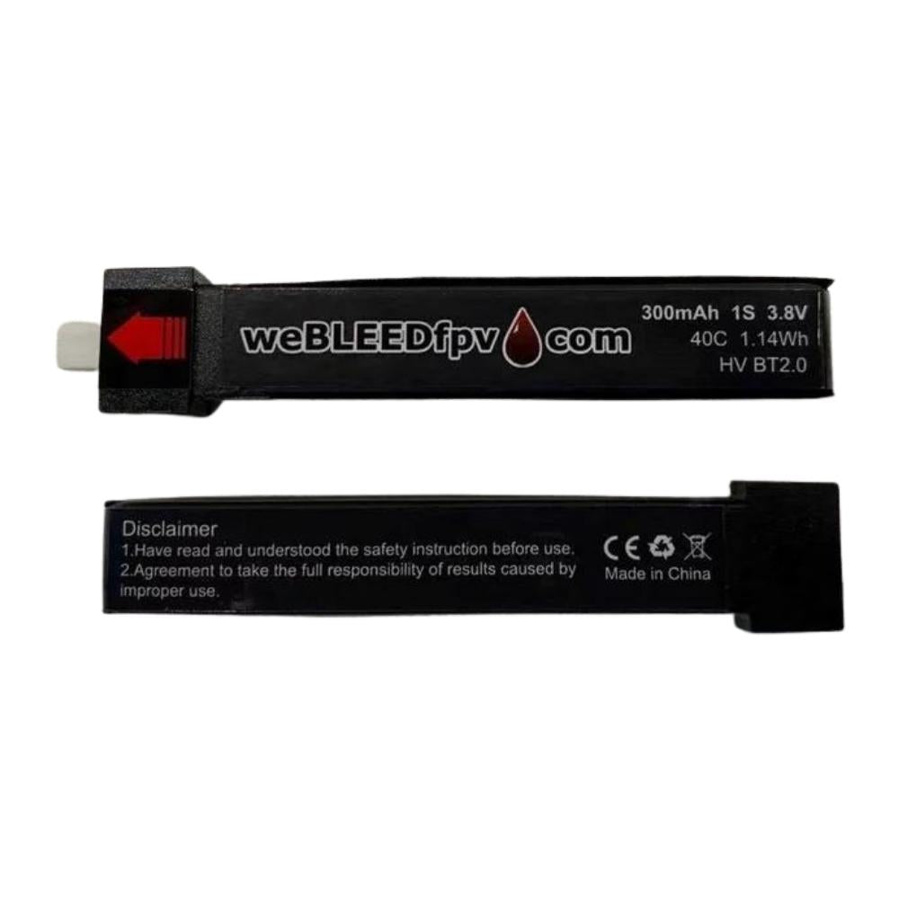 weBLEEDfpv 300mAh 1S LiPo Batteries (4 Pack) - Choose BT2.0/PH2.0 at WREKD Co.