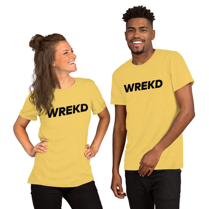 WREKD Black on Yellow Logo Tee at WREKD Co.