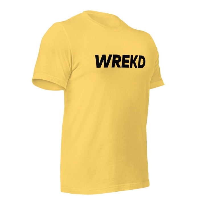 WREKD Black on Yellow Logo Tee at WREKD Co.
