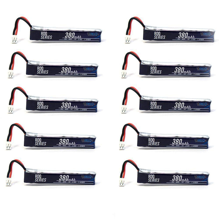 10 PACK of RDQ Series 3.8V 380mAh 1S 60C LiHV Whoop/Micro Battery - PH2.0 at WREKD Co.