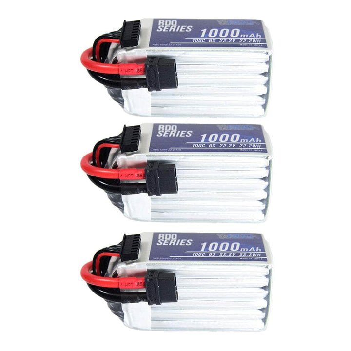 3 PACK of RDQ Series 22.2V 6S 1000mAh 100C LiPo Battery - XT60 at WREKD Co.