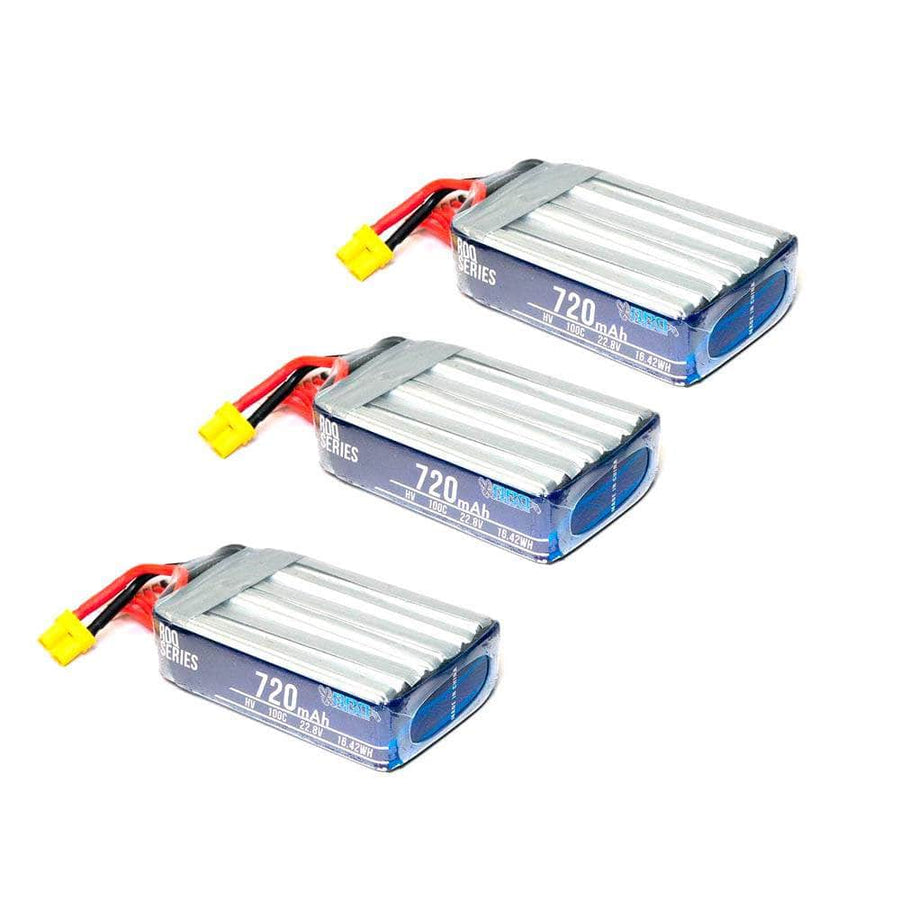 3 PACK of RDQ Series 22.8V 6S 720mAh 100C LiHV Whoop/Micro Battery - XT30 at WREKD Co.